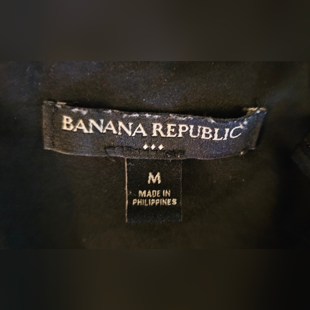 Banana Republic Black Sheer Metallic Stripe Ruffle Sleeve Blouse - Size Medium - Picture 3 of 5